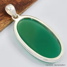 Pendentif oval Onyx vert - Pendentifs pierres naturelles
