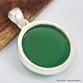 Pendentif rond en Onyx vert - Pendentifs pierres naturelles