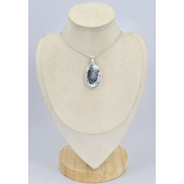 Pendentif Merlinite Opale dendritique ovale - 2 Bijoux en Opale Dendritique (Merlinite) SK5
