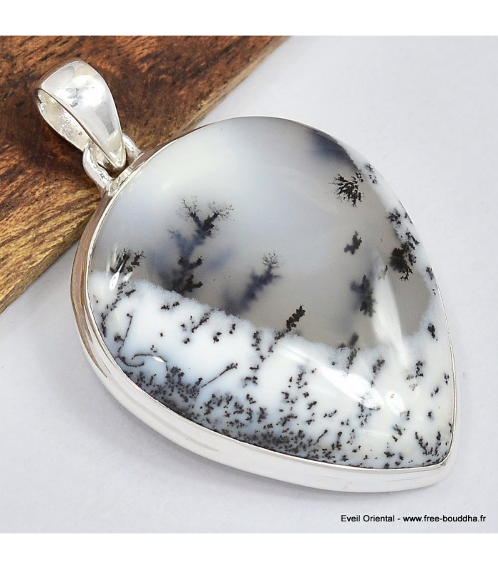 Gros pendentif goutte argent Merlinite Bijoux en Opale Dendritique (Merlinite) SK5.2