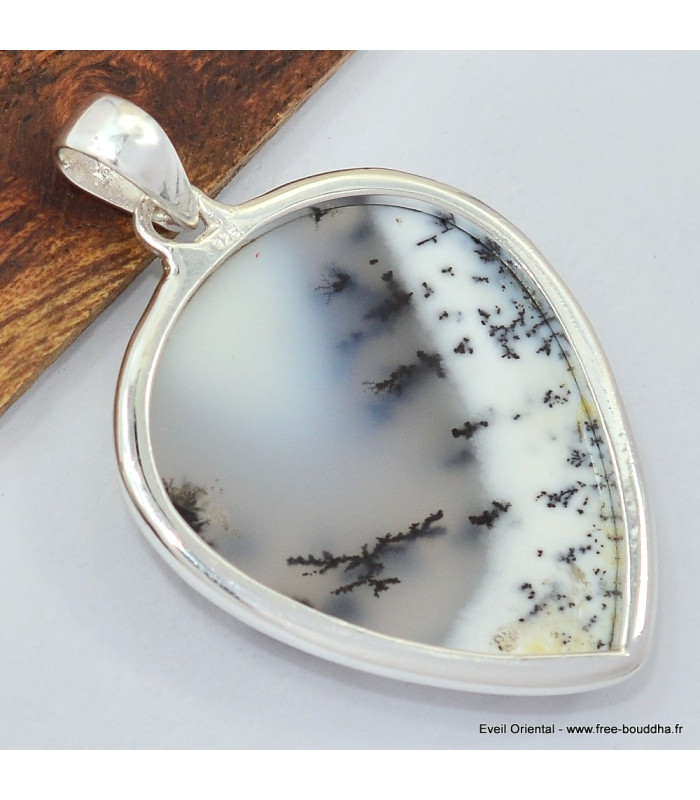 Gros pendentif goutte argent Merlinite Bijoux en Opale Dendritique (Merlinite) SK5.2