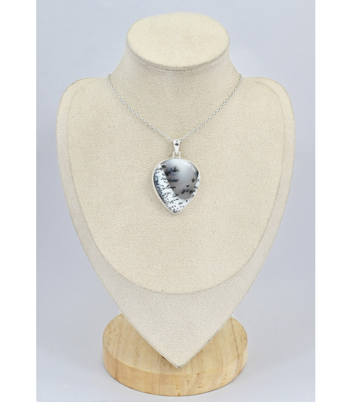Gros pendentif goutte argent Merlinite Bijoux en Opale Dendritique (Merlinite) SK5.2