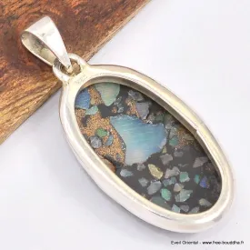 Pendentif Opale Ethiopienne sur Pyrite (composite) - Bijoux en Opale Ethiopienne