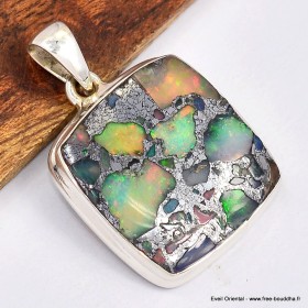 Pendentif carré Opale Ethiopienne sur Pyrite Bijoux en Opale Ethiopienne SK6.2