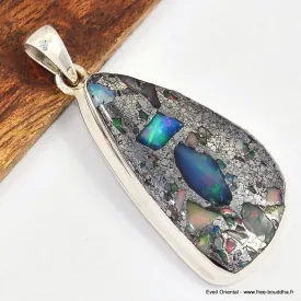 Pendentif en Opale Ethiopienne sur Pyrite - Pendentifs pierres naturelles