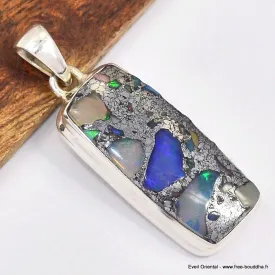 Pendentif Opale welo sur pyrite - Bijoux en Opale Ethiopienne