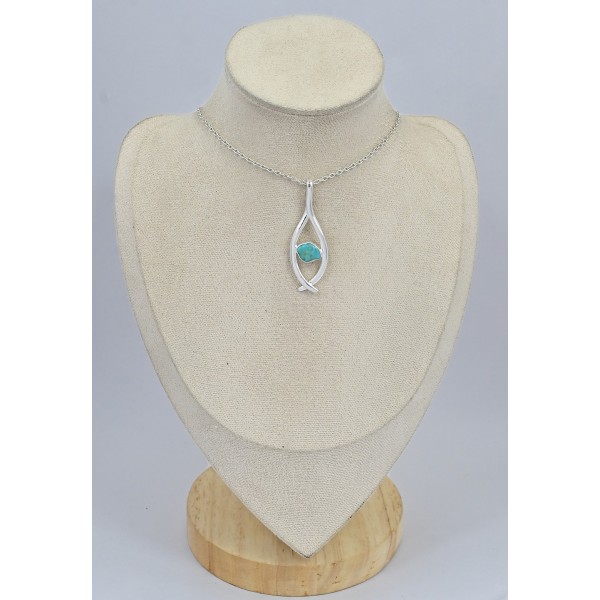 Pendentif argent Turquoise Kingman brute Pendentifs pierres naturelles SK8