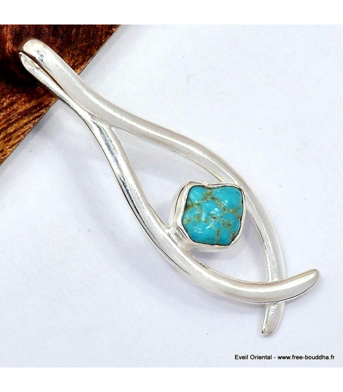 Pendentif design Turquoise Kingman brute Pendentifs pierres naturelles SK8