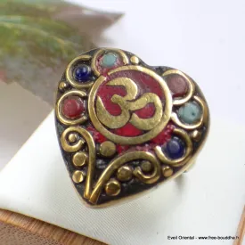 Bague Coeur Om tibétain taille ajustable - Bagues tibétaines bouddhistes