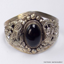 Gros Bracelet Dragon Onyx noir Bracelets tibétains bouddhistes ref 7587.7