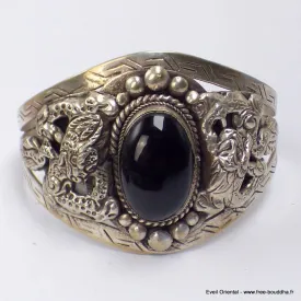 Gros Bracelet Dragon Onyx noir - Bracelets tibétains bouddhistes