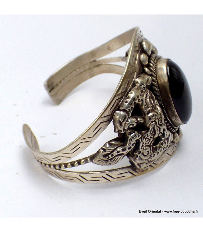Gros Bracelet Dragon Onyx noir Bracelets tibétains bouddhistes ref 7587.7