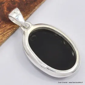 Pendentif oval en Onyx noir facetté - Bijoux en Onyx noir