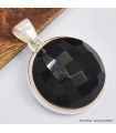 Pendentif rond en Onyx noir facetté Bijoux en Onyx noir SK10.1