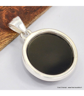 Pendentif rond en Onyx noir facetté Bijoux en Onyx noir SK10.1