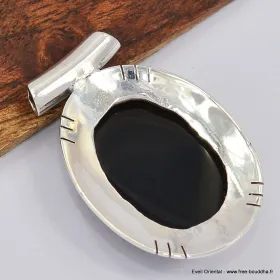 Pendentif élégant en Onyx noir facetté - Bijoux en Onyx noir