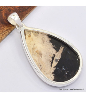 Gros pendentif goutte en bois pétrifié Pendentifs pierres naturelles SK11.1