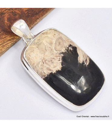 Gros pendentif rectangulaire en bois pétrifié Pendentifs pierres naturelles SK11.2