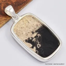 Gros pendentif rectangulaire en bois pétrifié - Pendentifs pierres naturelles