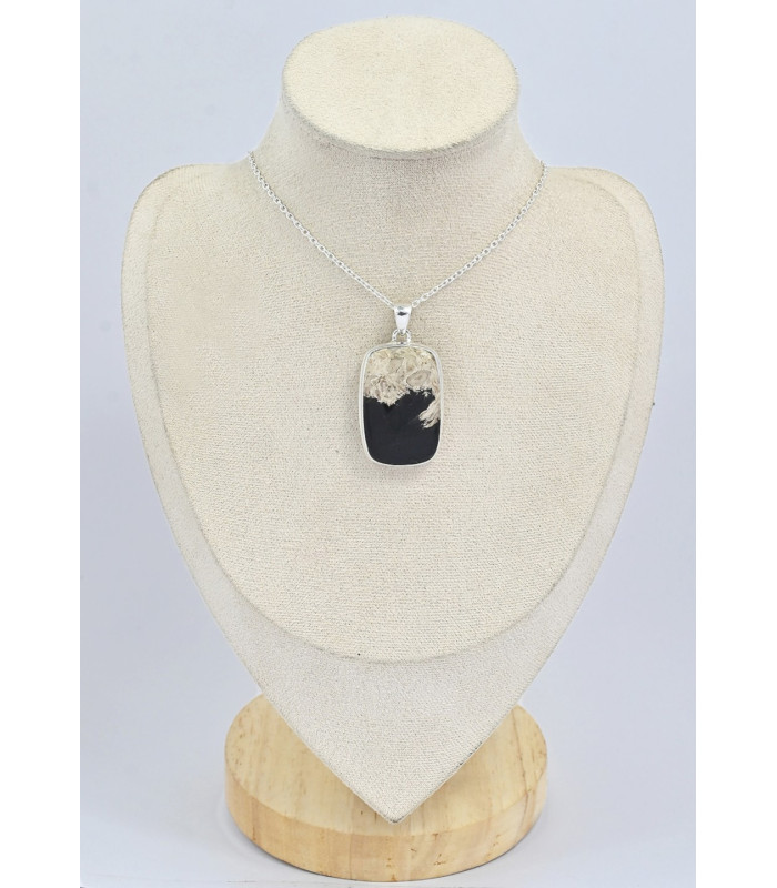 Gros pendentif rectangulaire en bois pétrifié Pendentifs pierres naturelles SK11.2