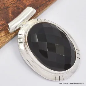 Pendentif élégant en Onyx noir facetté - Bijoux en Onyx noir