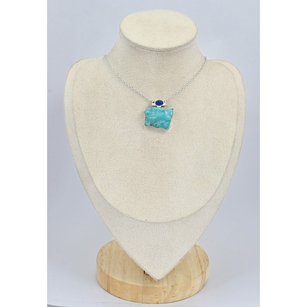 Pendentif Turquoise Kingman et lapis lazuli Bijoux en Turquoise Kingman SK14.2