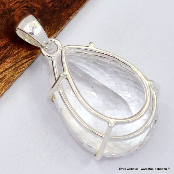 Gros pendentif goutte Cristal de Roche Bijoux en Cristal de roche SK16.1