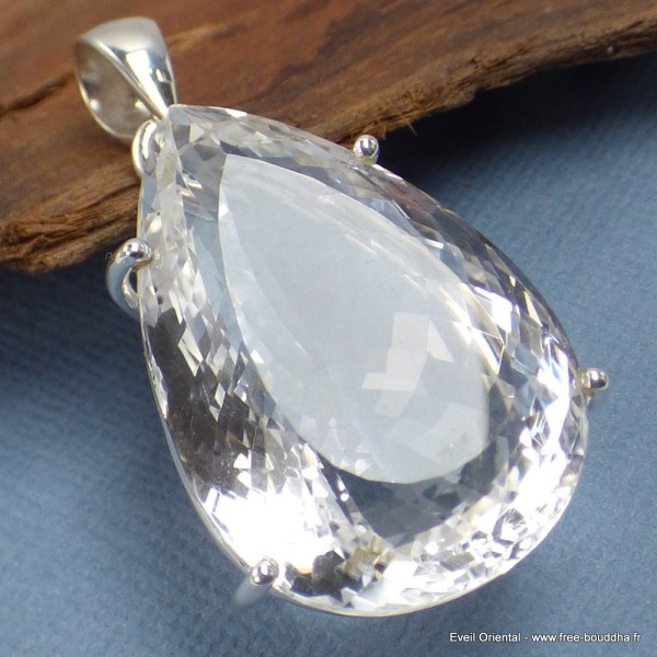Gros pendentif goutte Cristal de Roche Bijoux en Cristal de roche SK16.1