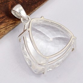 Gros pendentif trilliant Cristal de Roche Bijoux en Cristal de roche SK16.3