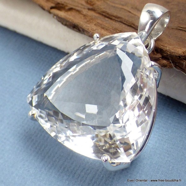 Gros pendentif trilliant Cristal de Roche Bijoux en Cristal de roche SK16.3