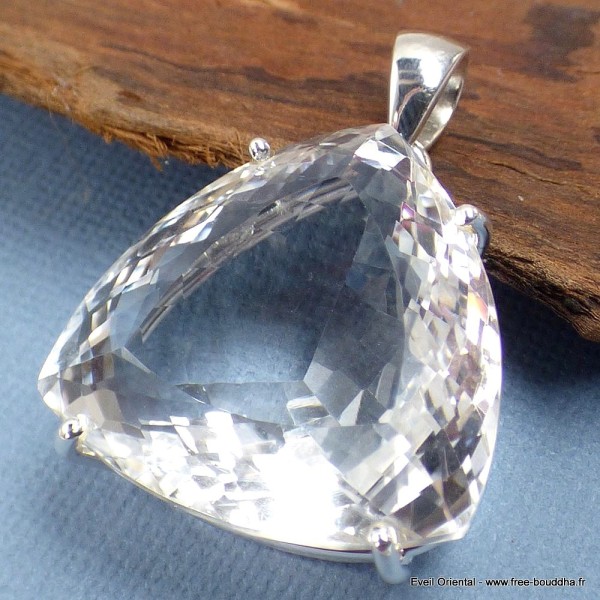 Gros pendentif trilliant Cristal de Roche Bijoux en Cristal de roche SK16.3