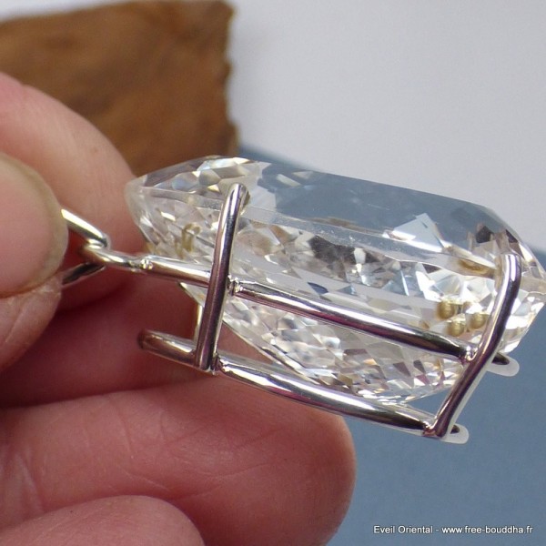 Gros pendentif goutte Cristal de Roche - 2 Bijoux en Cristal de roche SK16.6