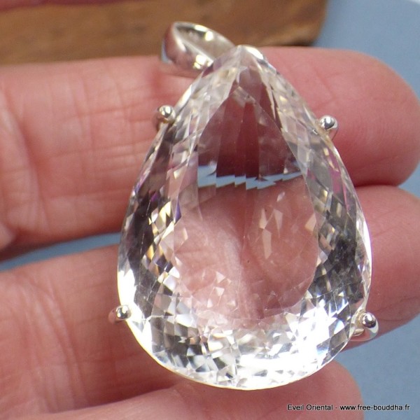 Gros pendentif goutte Cristal de Roche - 2 Bijoux en Cristal de roche SK16.6