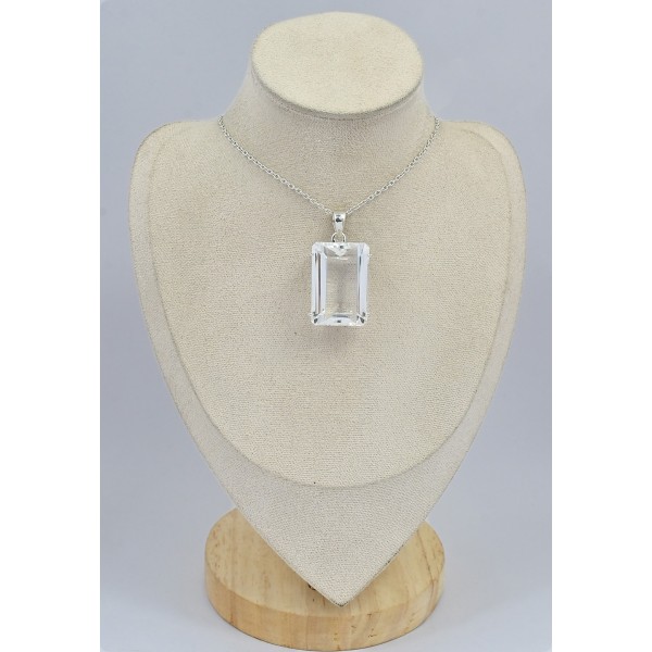 Grand pendentif Cristal de roche facetté Bijoux en Cristal de roche SK16.5