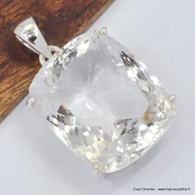 Gros pendentif Cristal de roche facetté diamant - Bijoux en Cristal de roche