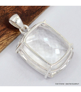 Gros pendentif Cristal de roche facetté diamant Bijoux en Cristal de roche SK16.4