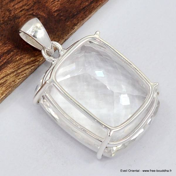 Gros pendentif Cristal de roche facetté diamant Bijoux en Cristal de roche SK16.4
