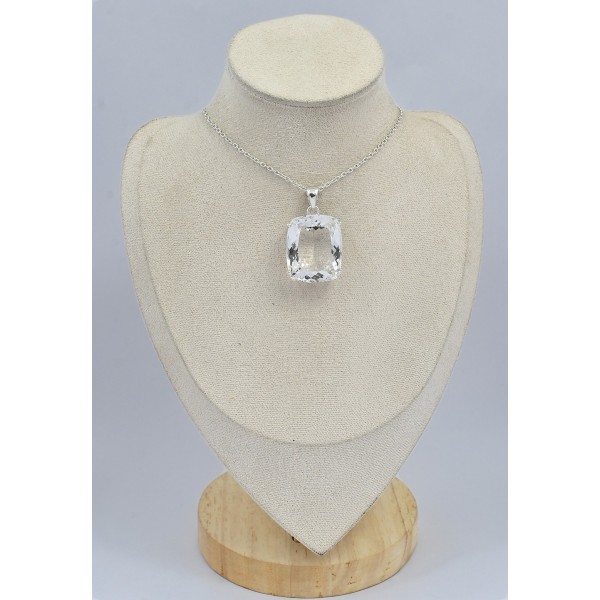 Gros pendentif Cristal de roche facetté diamant Bijoux en Cristal de roche SK16.4