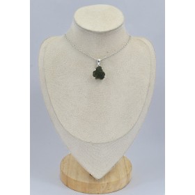 Pendentif authentique Moldavite serti griffes (1) Bijoux en Moldavite SK17.1