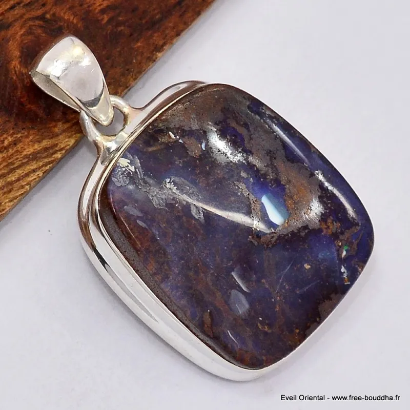 Pendentif Opale boulder marron mauve - Bijoux en Opale Boulder