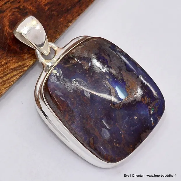 Pendentif Opale boulder marron mauve - Bijoux en Opale Boulder