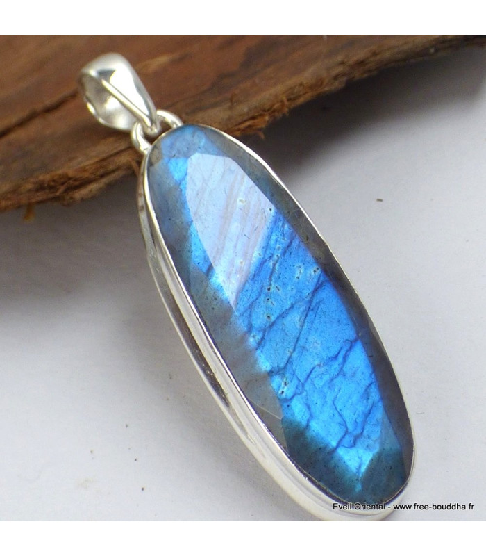Somptueux pendentif en Labradorite bleue facettée Bijoux en Labradorite Bleue SK19