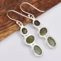 Boucles d'oreilles pendantes en Moldavite grade AAA - Bijoux en Moldavite
