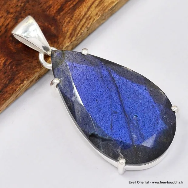 Pendentif Labradorite bleue facettée - Bijoux en Labradorite Bleue