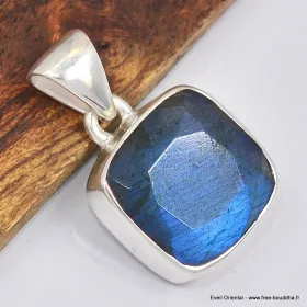 Petit pendentif carré Labradorite bleue - Bijoux en Labradorite Bleue