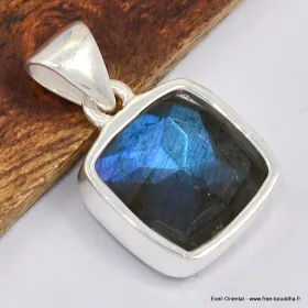 Petit pendentif carré Labradorite bleue - Bijoux en Labradorite Bleue