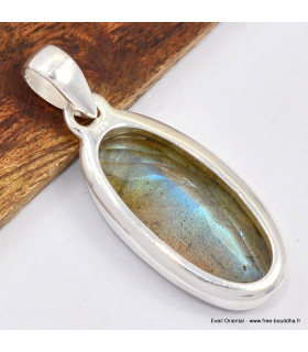 Superbe pendentif Labradorite bleu orange Bijoux en Labradorite Bleue SK19.5