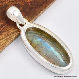 Superbe pendentif Labradorite bleu orange - Bijoux en Labradorite Bleue