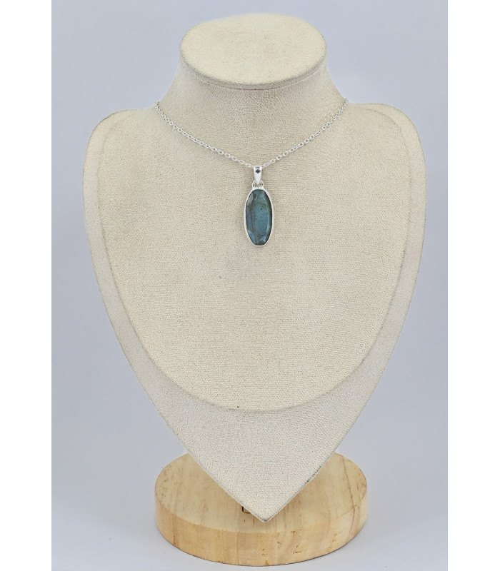 Superbe pendentif Labradorite bleu orange Bijoux en Labradorite Bleue SK19.5