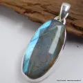 Superbe pendentif Labradorite bleu orange - Bijoux en Labradorite Bleue